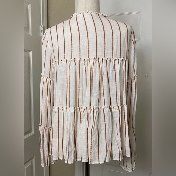 Label of Graded Goods H&M Womens Blouse Size 10 Beige Boho Bell Sleeve Top - Picture 4 of 7